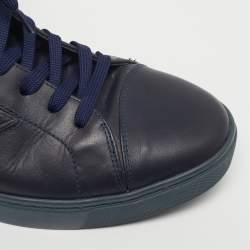 Pre Owned Dolce & Gabbana Size 43 Navy Blue Leather High Top Sneakers
