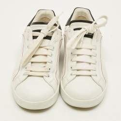 مملوكة مسبقًا حذاء رياضي دولتشي أند غابانا منخفض من الأعلى بورتوفينو جلد أبيض مقاس 40