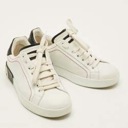 مملوكة مسبقًا حذاء رياضي دولتشي أند غابانا منخفض من الأعلى بورتوفينو جلد أبيض مقاس 40