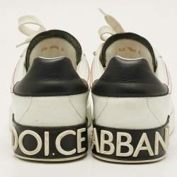 مملوكة مسبقًا حذاء رياضي دولتشي أند غابانا منخفض من الأعلى بورتوفينو جلد أبيض مقاس 40