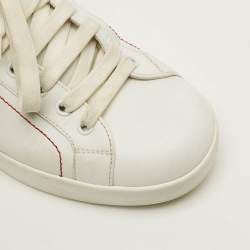 مملوكة مسبقًا حذاء رياضي دولتشي أند غابانا منخفض من الأعلى بورتوفينو جلد أبيض مقاس 40