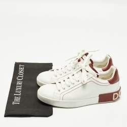 Pre Owned حذاء رياضي دولتشي أند غابانا منخفض من الأعلى بورتوفينو جلد أبيض مقاس 40