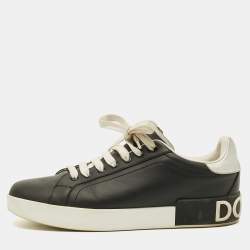 مملوكة مسبقًا Dolce & Gabbana Portofino Size 40 Black/Silver Leather Low Top Sneakers