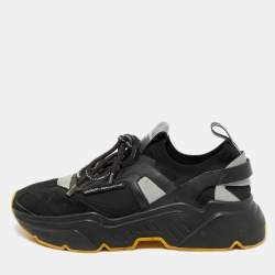 Pre Owned Dolce & Gabbana Daymaster Size 43 Two Tone Knit Fabric Leather Lace Up Sneakers