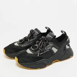 Pre Owned Dolce & Gabbana Daymaster Size 43 Two Tone Knit Fabric Leather Lace Up Sneakers