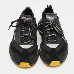 Pre Owned Dolce & Gabbana Daymaster Size 43 Two Tone Knit Fabric Leather Lace Up Sneakers