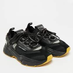 Pre Owned Dolce & Gabbana Daymaster Size 43 Two Tone Knit Fabric Leather Lace Up Sneakers