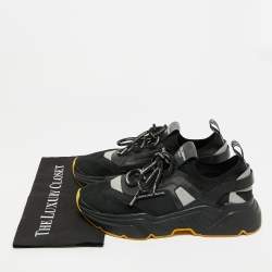 Pre Owned Dolce & Gabbana Daymaster Size 43 Two Tone Knit Fabric Leather Lace Up Sneakers