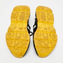 Pre Owned Dolce & Gabbana Daymaster Size 43 Two Tone Knit Fabric Leather Lace Up Sneakers