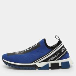 Pre Owned Dolce & Gabbana Sorrento Size 45 Blue Knit Fabric Slip On Sneakers