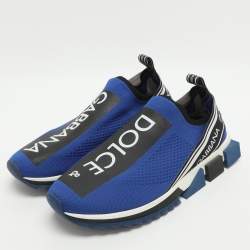 Pre Owned Dolce & Gabbana Sorrento Size 45 Blue Knit Fabric Slip On Sneakers