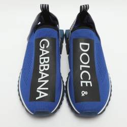 Pre Owned Dolce & Gabbana Sorrento Size 45 Blue Knit Fabric Slip On Sneakers