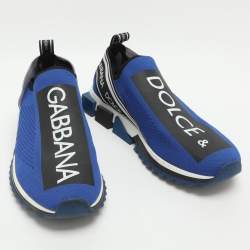 Pre Owned Dolce & Gabbana Sorrento Size 45 Blue Knit Fabric Slip On Sneakers