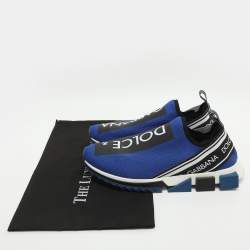 Pre Owned Dolce & Gabbana Sorrento Size 45 Blue Knit Fabric Slip On Sneakers