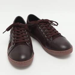 Pre Owned حذاء رياضي دولتشي أند غابانا بورتوفينو جلد عنابي داكن رقبة منخفضة مقاس 38