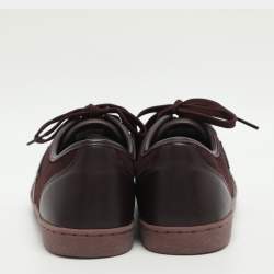 Pre Owned حذاء رياضي دولتشي أند غابانا بورتوفينو جلد عنابي داكن رقبة منخفضة مقاس 38