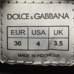 Pre Owned حذاء رياضي دولتشي أند غابانا بورتوفينو جلد عنابي داكن رقبة منخفضة مقاس 38