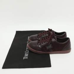 Pre Owned حذاء رياضي دولتشي أند غابانا بورتوفينو جلد عنابي داكن رقبة منخفضة مقاس 38