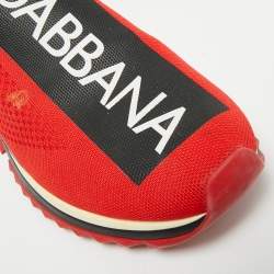 Pre Owned Dolce & Gabbana Sorrento Size 46 Red Knit Fabric Slip On Sneakers