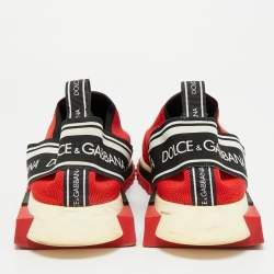Pre Owned Dolce & Gabbana Sorrento Size 46 Red Knit Fabric Slip On Sneakers