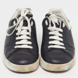 Pre Owned Dolce & Gabbana Portofino Size 43 Black/Silver Leather Low Top Sneakers