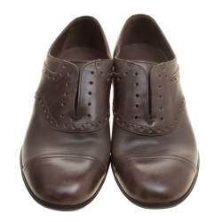 مملوكة مسبقًا حذاء أوكسفورد دولتشي أند غابانا بروغ جلد بني مقاس 39.5