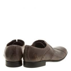 مملوكة مسبقًا حذاء أوكسفورد دولتشي أند غابانا بروغ جلد بني مقاس 39.5