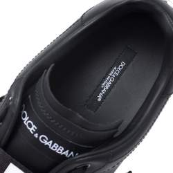 Pre Owned  Dolce and Gabbana Black Leather Portofino Low Top Sneakers Size 42