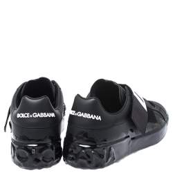 مملوكة مسبقًا حذاء رياضي دولتشي آند غابانا بورتوفينو جلد أسود مقاس 41