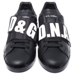 مملوكة مسبقًا حذاء رياضي دولتشي آند غابانا بورتوفينو جلد أسود مقاس 41