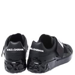 مملوكة مسبقًا حذاء رياضي دولتشي آند غابانا بورتوفينو جلد أسود مقاس 43.5