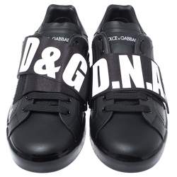 مملوكة مسبقًا حذاء رياضي دولتشي آند غابانا بورتوفينو جلد أسود مقاس 43.5