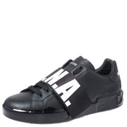 مملوكة مسبقًا حذاء رياضي دولتشي آند غابانا بورتوفينو جلد أسود مقاس 43.5