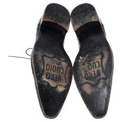 Dolce & Gabbana Black Lizard Embossed Leather Pointed Toe Oxfords Size 44