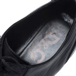 Dolce & Gabbana Black Lizard Embossed Leather Pointed Toe Oxfords Size 44
