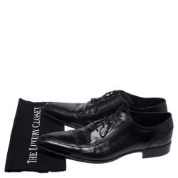 Dolce & Gabbana Black Lizard Embossed Leather Pointed Toe Oxfords Size 44