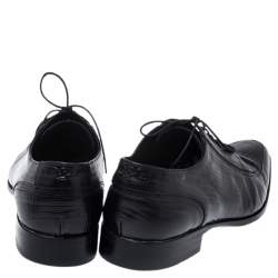 Dolce & Gabbana Black Lizard Embossed Leather Pointed Toe Oxfords Size 44