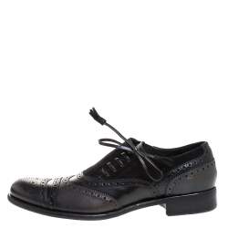 Dolce & Gabbana Black Brogue Leather and Suede Lace Oxford Size 44
