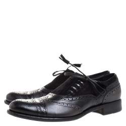 Dolce & Gabbana Black Brogue Leather and Suede Lace Oxford Size 44