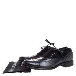 Dolce & Gabbana Black Brogue Leather and Suede Lace Oxford Size 44