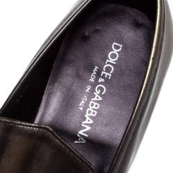 مملوكة مسبقًا Dolce & Gabbana Metallic Two Tone Leather Slip On Loafers Size 44.5