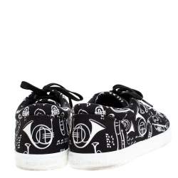 مملوكة مسبقًا Dolce & Gabbana Black/White Trumpet Print Canvas Low Top Lace Up Sneakers Size 43