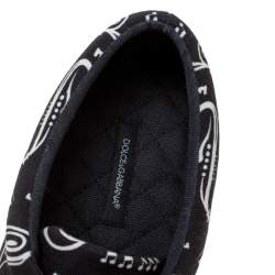 مملوكة مسبقًا Dolce & Gabbana Black/White Trumpet Print Canvas Low Top Lace Up Sneakers Size 43