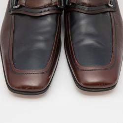 مملوكة مسبقًا Dolce & Gabbana Two Tone Leather Slip On Loafers Size 42.5