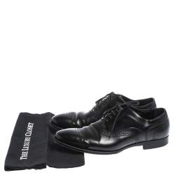 Dolce & Gabbana Black Brogue Leather Lace Up Oxfords Size 40.5