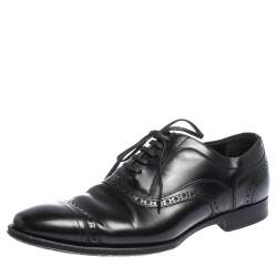 Dolce & Gabbana Black Brogue Leather Lace Up Oxfords Size 40.5