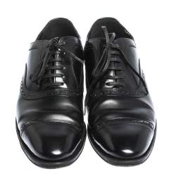 Dolce & Gabbana Black Brogue Leather Lace Up Oxfords Size 40.5