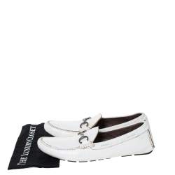 Dolce & Gabbana White Leather Horsebit Loafers Size 45