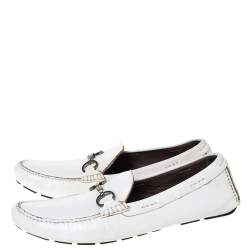Dolce & Gabbana White Leather Horsebit Loafers Size 45