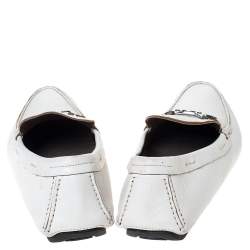 Dolce & Gabbana White Leather Horsebit Loafers Size 45